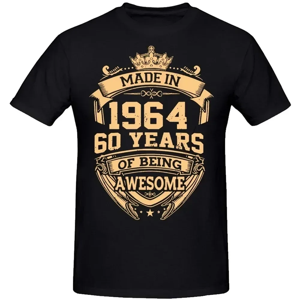 Men Women Birthday Anniversary Funny T-Shirts Made In 1964 60Th 60 Years Old Vintage Cotton T Shirt Gift Short Sleeve Tee Tops