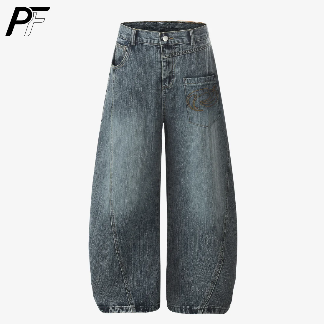 

Y2K Vintage Washed Blue Baggy Jeans Retro Wide-Leg Denim Pants Streetwear 90s Hip-Hop Oversized Trousers High-Waisted Jean