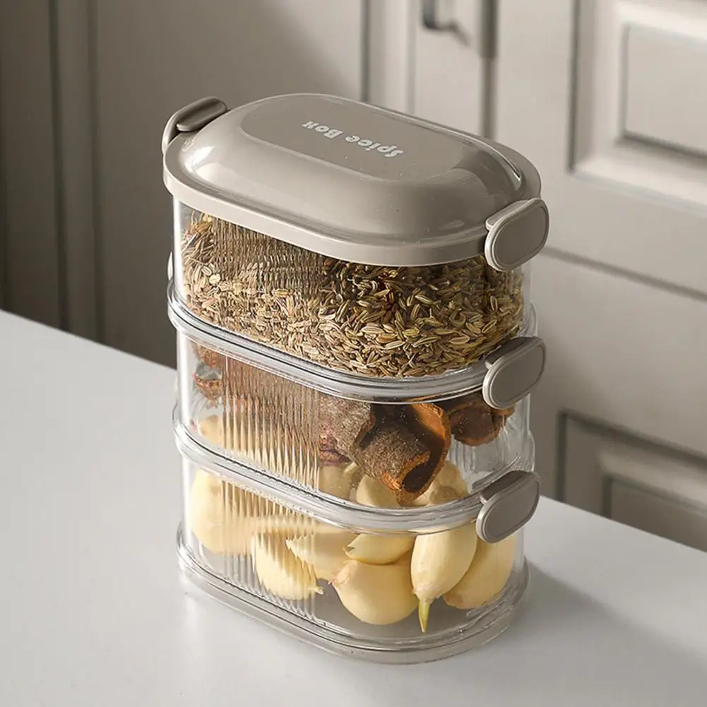 Contenedor de especias versátil con capacidad, caja de almacenamiento, diseño superior, sello a prueba de polvo para almacenamiento de alimentos a prueba de humedad