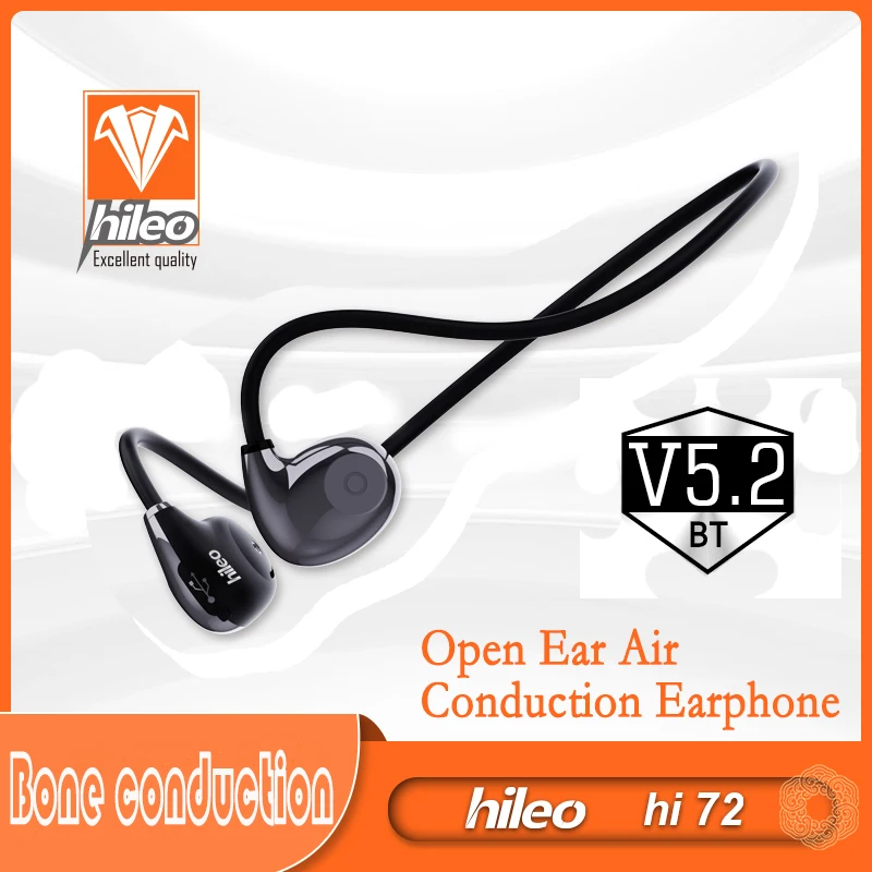 Hileo Bone Conduction Headphones Bluetooth 5.2 Wireless Not In-Ear Headset IPX5 Waterproof Sport Earphones Lightweight Ear Hook