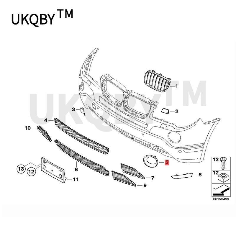 Car Fog light box Suitable for X3b mw2006-2010 Defogging light box Front fog lampshade Fog lighting board Fog lamp cover ring