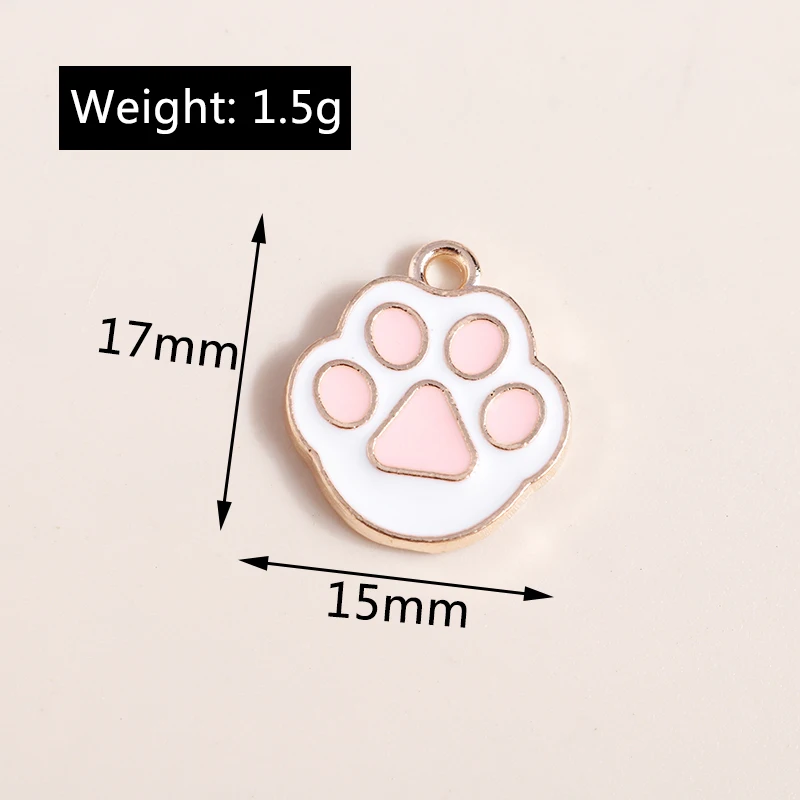 Leslie 10 Stück Kawaii Cartoon rosa Pfote Hundepfote Anhänger Charms für handgemachte DIY Ohrringe Armbänder Schmuckherstellung Zubehör – Detail 7