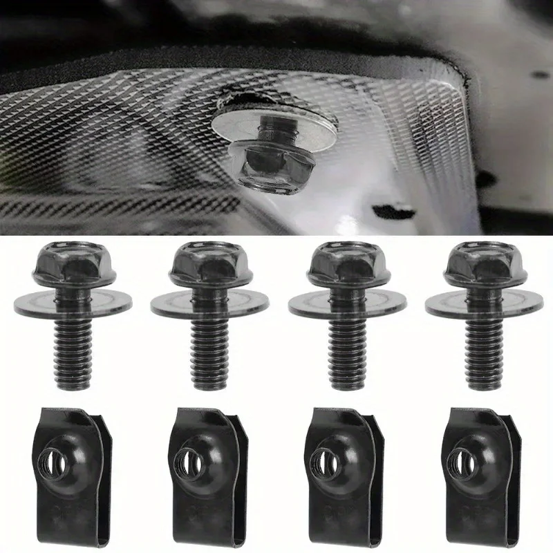 5sets Car Body Bolts U-nut Clips Engine Cover Undertray Splash Shield Guard Bumper Fender Liner Retainer Fastener Rivet Screws