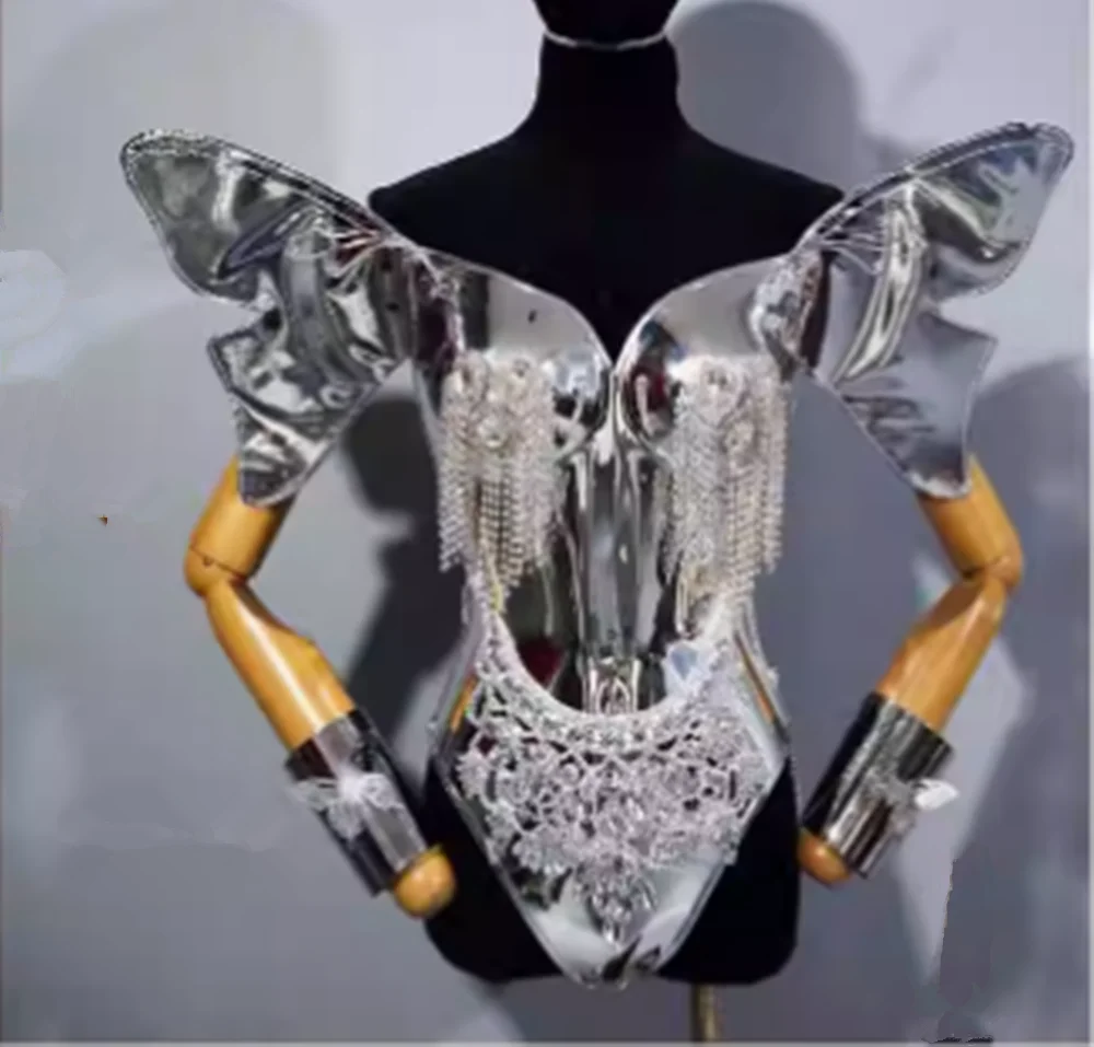 الفضة فراشة ملهى ليلي حفلة الهذيان الزي الكبار القطب الرقص ارتداءها كرنفال سحب الملكة وتتسابق مثير جوجو راقصة ارتداء yj616