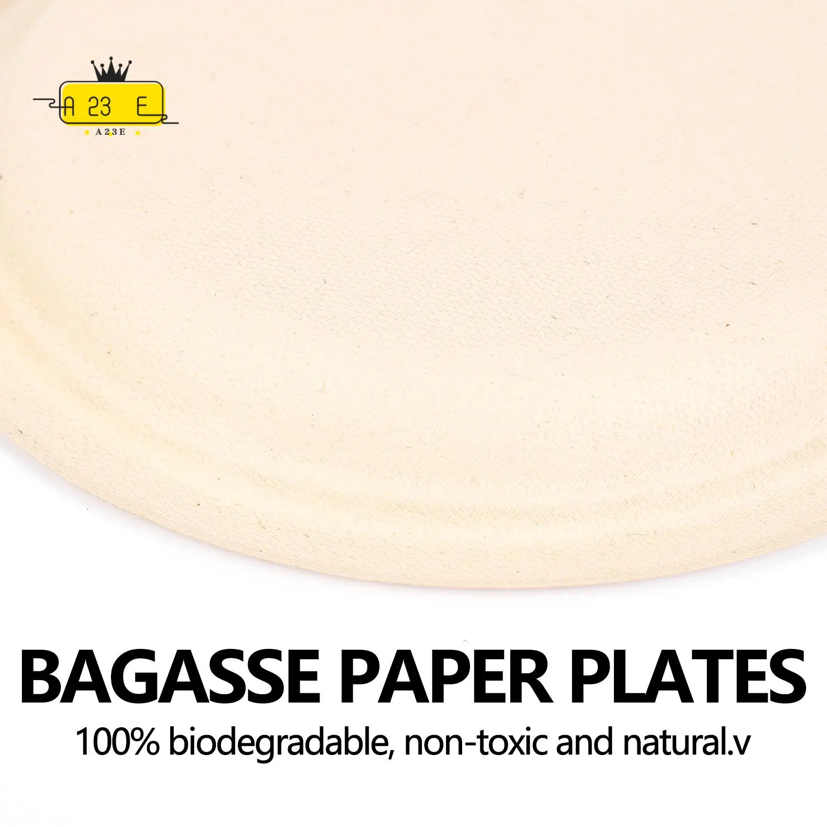 

A23E-100 Pack 7-дюймовые компостируемые одноразовые круглые бумажные тарелки Bagasse, биоразлагаемые волокна сахарного тростника