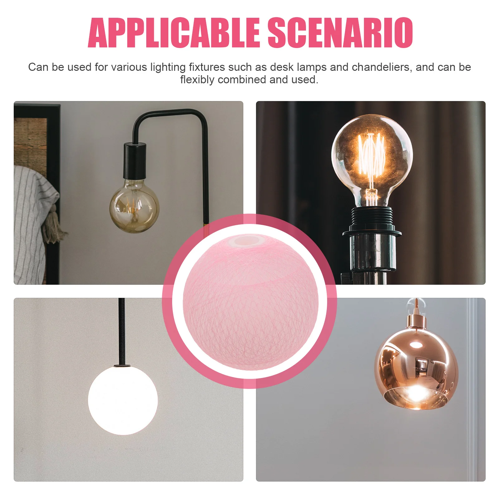 

Globe Lamp Shade Plastic Durable Pendant Lamp Replacement Round Ball Decorative Globe Lampshade for Home Lighting