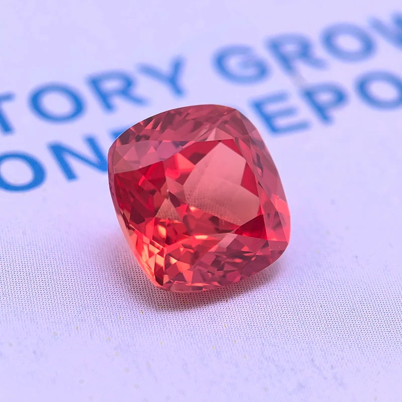 Lab Grown Padparadscha Cushion Cut Fire Lotus Color DIY Charms Jewelry Making Ring Necklace Earrings Main Materials Certificate
