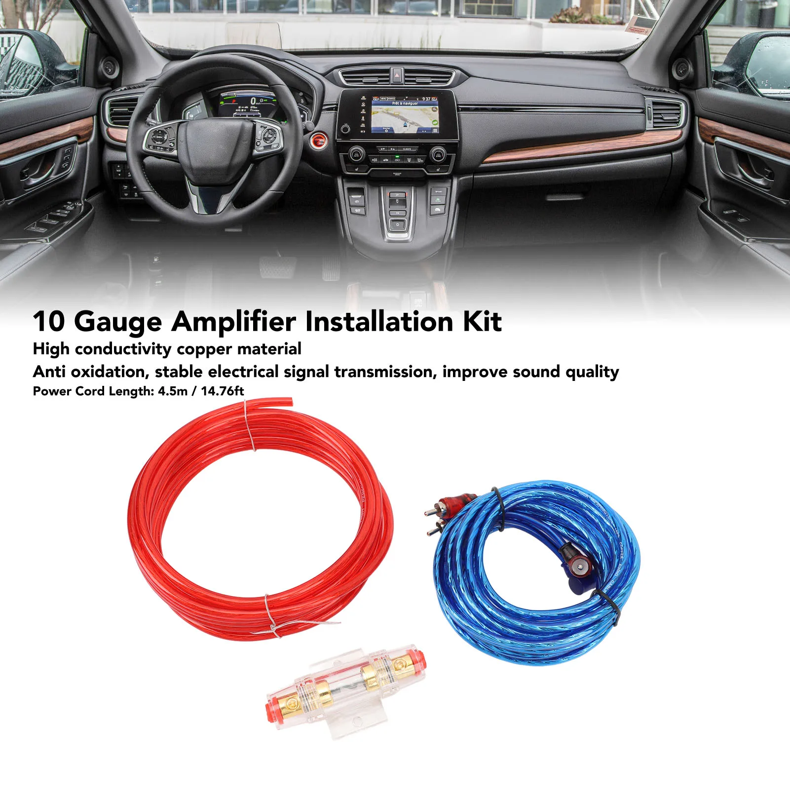 10 Gauge Amplifier Installation Kit 14.76ft Power Cable Subwoofer AMP Wiring Kit With 60A Fuse For Car Radio Subwoofers