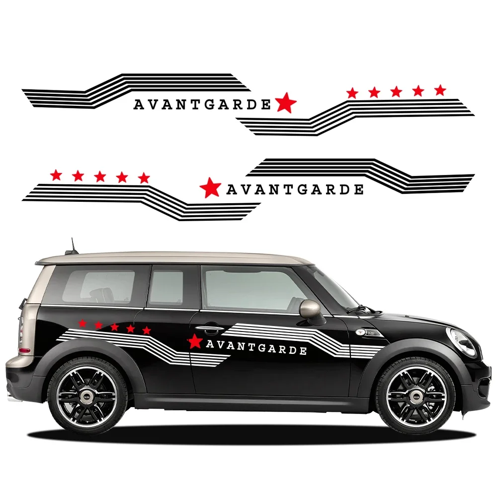 2PC Car Side Stickers For MINI Cooper S One JCW F56 F55 F60 R56 R60 F54 Auto Accessories Sport Stripes Styling Vinyl Film Decals