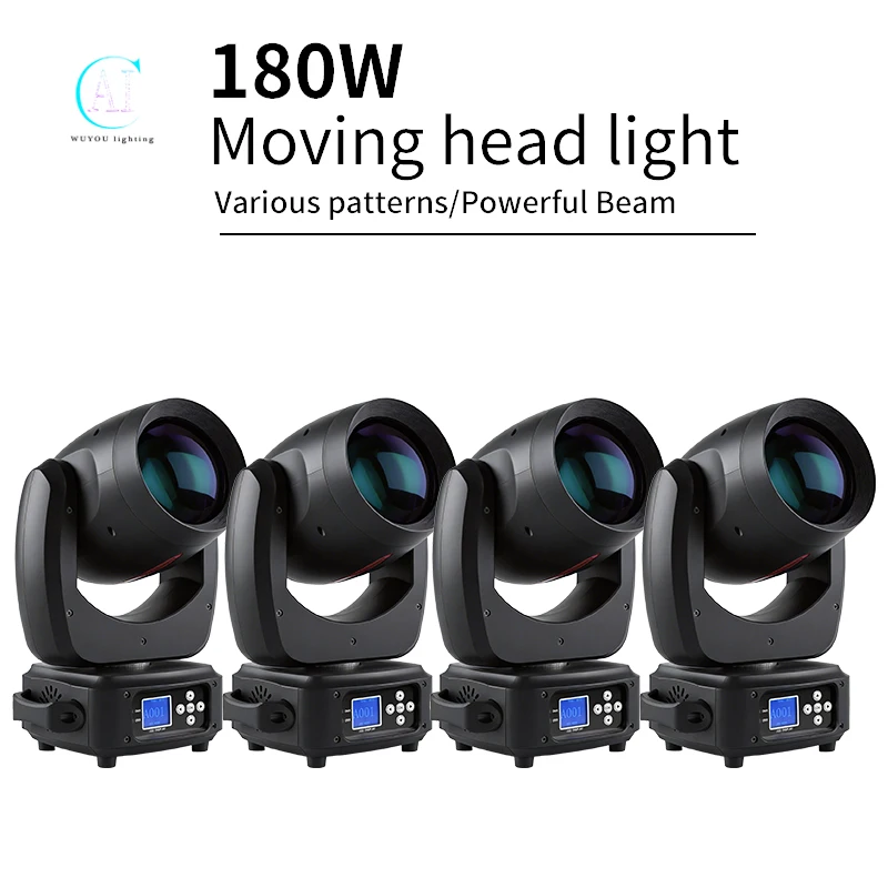 4pcs 180W Mini 3 in 1 Beam, Halo Effect LED Lights with Moving Heads, 8 Colors and 8 Gobos, 18 Rotating Prisms, DJ Wash