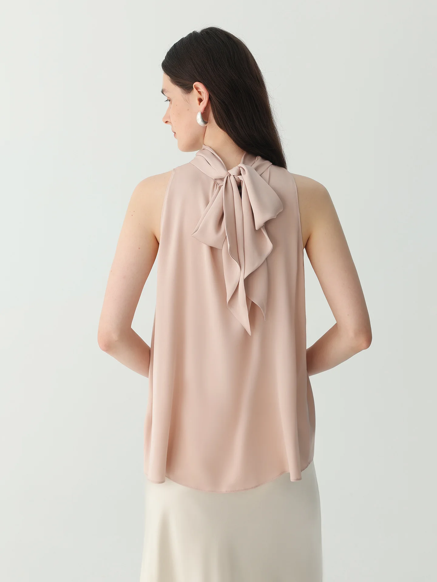 100% Mulberry Silk Sleeveless Blouse Women Casual Loose Fit with Removable Tie Luxury Elegant Top 2026 Summer