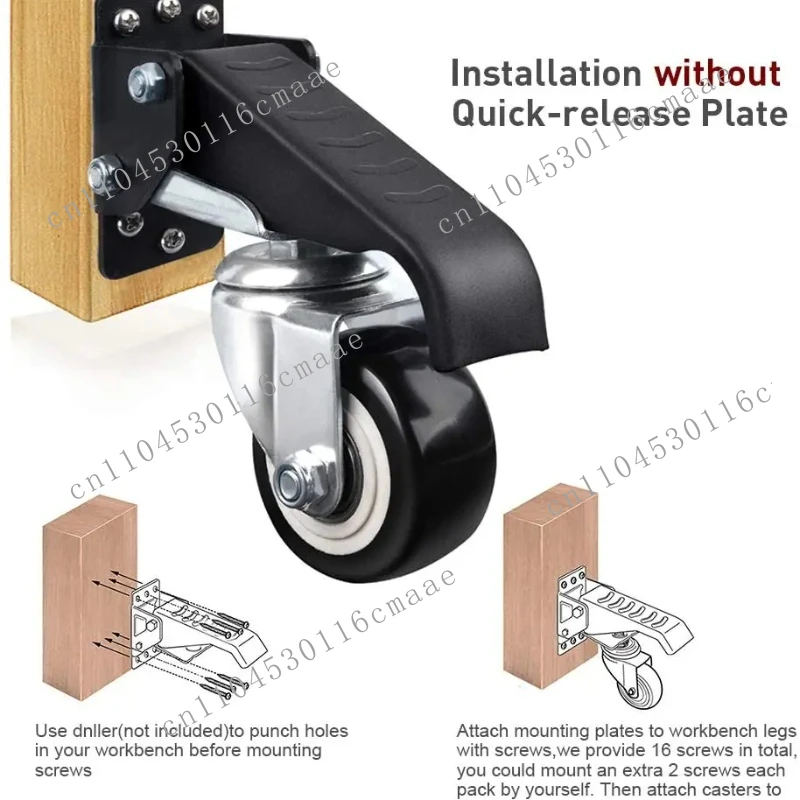 Roulettes télescopiques robustes de Table, capacité de 600 lb, ensemble de 4 roulettes d'établi réglables à montage latéral pour équipement inférieur