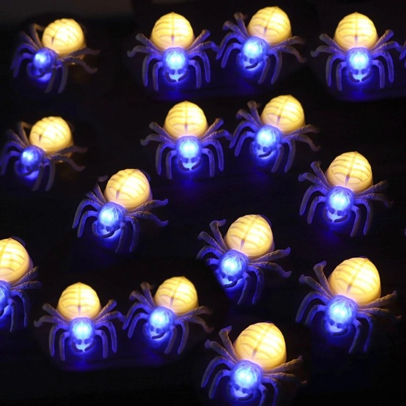 

12Pcs Illuminated Spiders LED Light for Party Decoration Spiders Night Light