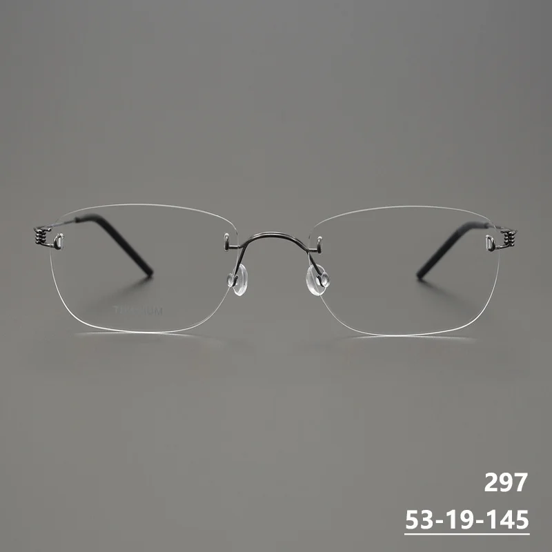 Denmark Square Rimless Glasses Frame 297 Ultralight Men Screwless Air Titanium Frameless Eyeglasses Spectacles Fashion Eyewear