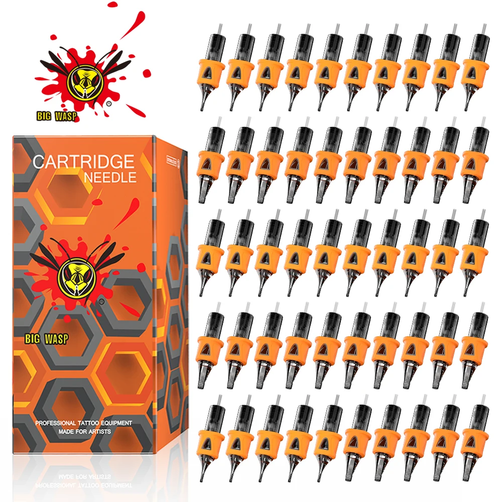 

BIGWASP 50 шт./кор. смешанные картриджи, иглы для татуировки, одноразовые силиконовые стерилизованные безопасные иглы для татуировки для ручки тату-машины