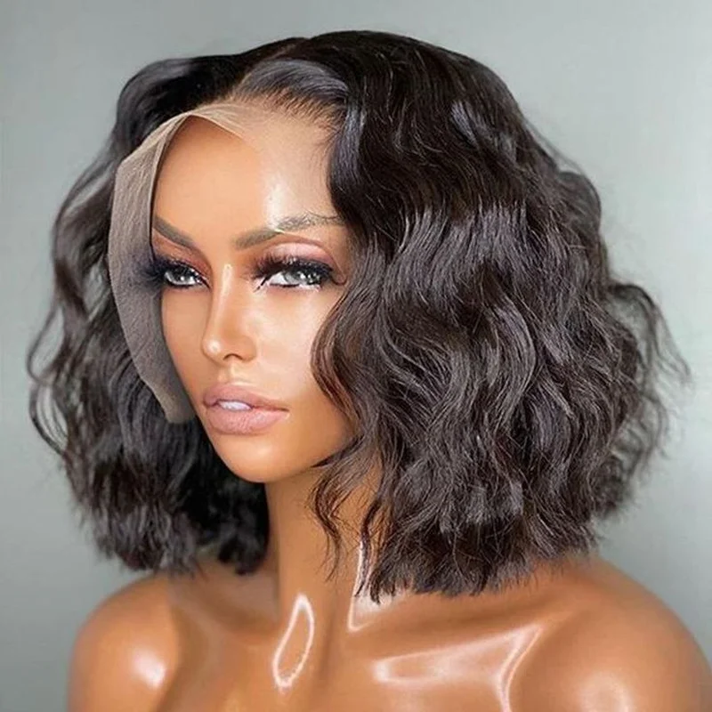 Short Body Wave Black Lace Front Wigs Brazilian 100%  Hair Wig Remy Wigs