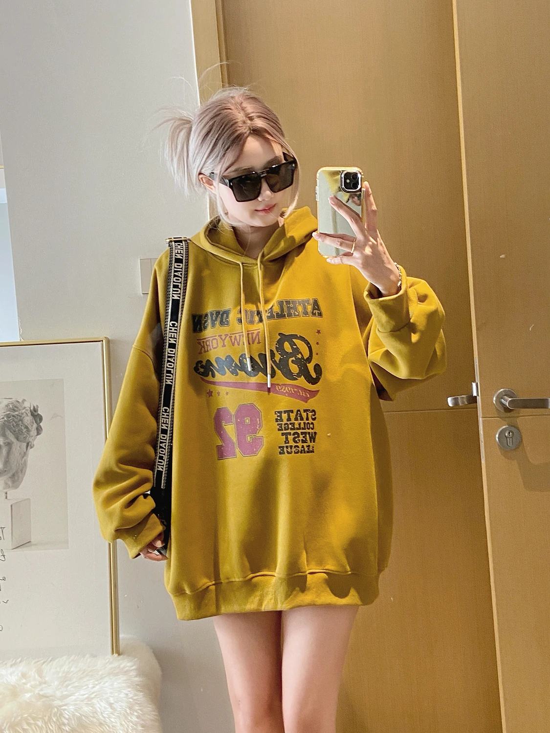 

Women's Hoodie Sweatirt Loose Fit Spring Autumn American Sle Print Large Size Comfortable Cotton Polyester Blend