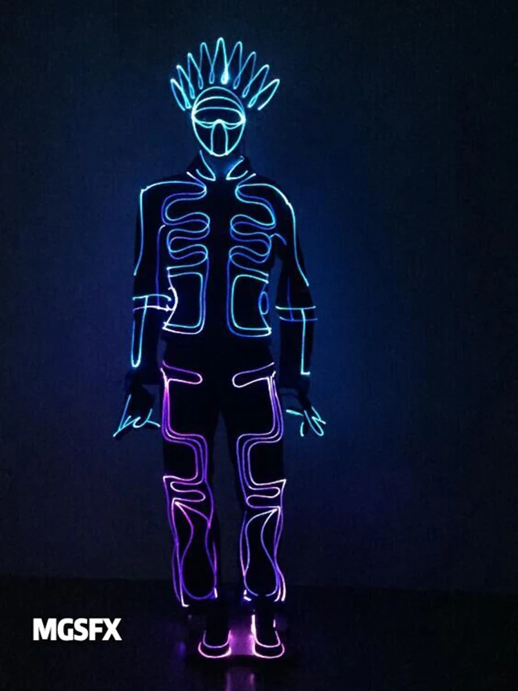 

Светящийся костюм робота Трон с LED-подсветкой для мужчин и женщин, светящаяся одежда с EL-проводом для вечеринок, карнавалов и танцев