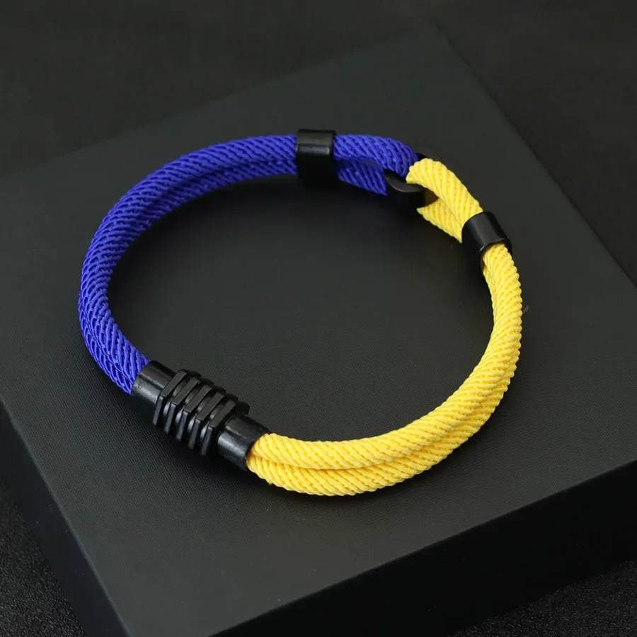 Fashion Stylish Knot Bracelet For Men Attract Magentic Bicolor Ukraine Braslet Yellow Blue Rope Braclet Gourmette Homme Joias