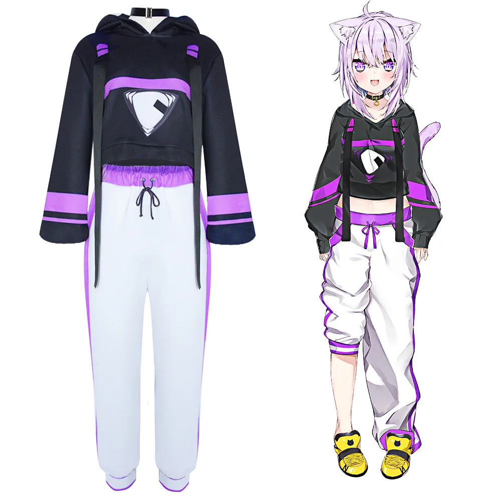 

Косплей Костюм Nekomata Okayu vtuber Аниме Униформа Костюм Хэллоуин Ролпейл Маскировка Сценический Костюм Для Студентов Унисекс