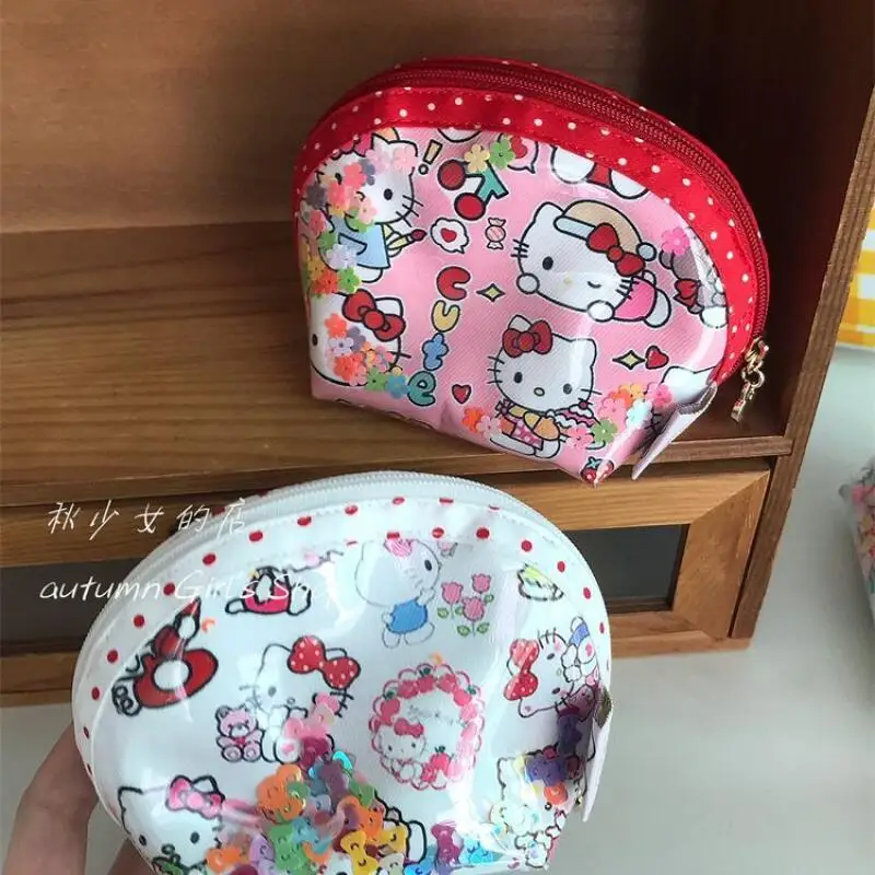 

Sanrio Hello Kitty Pvc Shell Coin Purse Lipstick Storage Bag Waterproof Single Layer Zipper Large Capacity Girl's Holiday Gift
