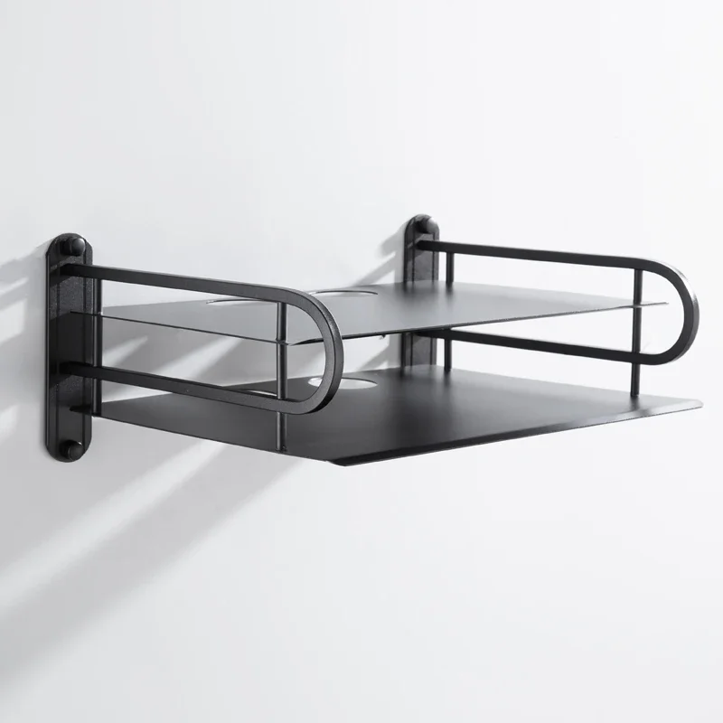 Black Wireless Wifi Router Storage Organizer TV Set Top Box Wall Mounting Support Rack Shelf Bracket