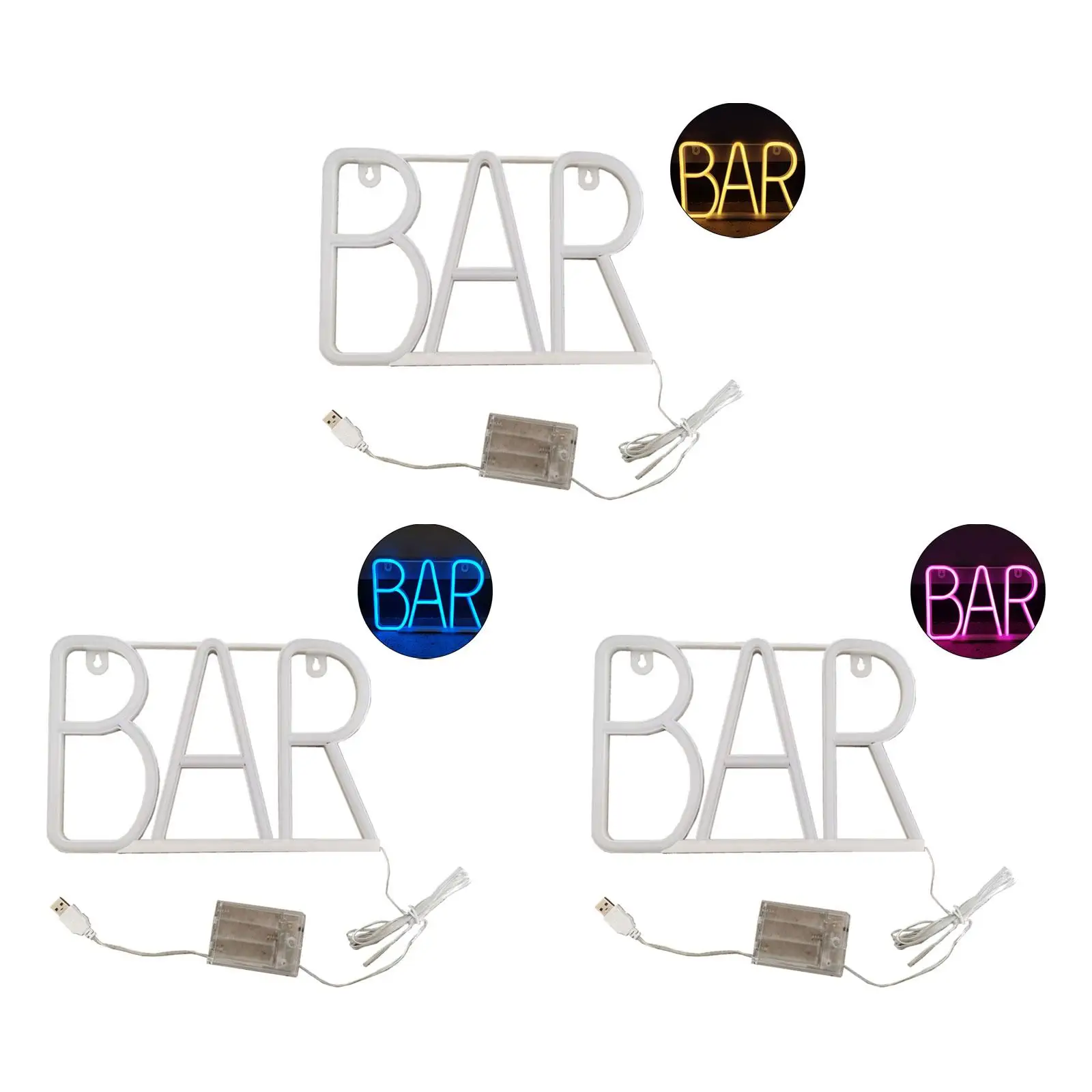 Bar Neon Sign for Wall Decor, Neon Lights for Bedroom, Letter Neon Sign with USB