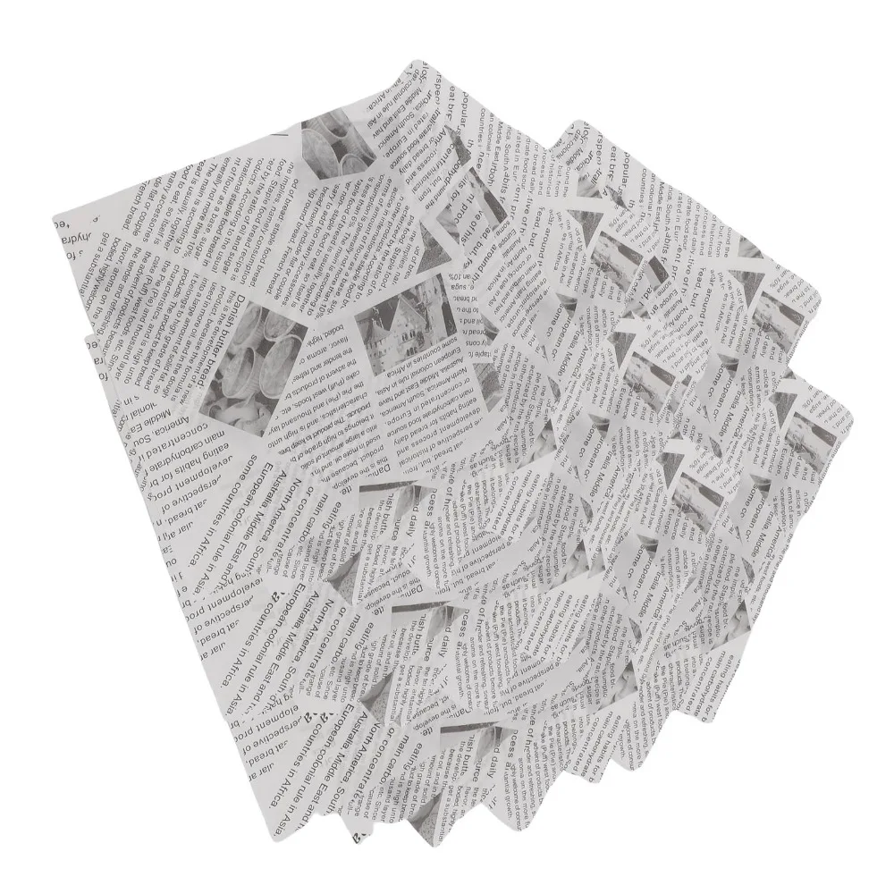100PCS Greaseproof Paper Sandwich Wrapping Paper Waterproof Food Grade Newspaper Print Deli Paper Greaseproof Paper