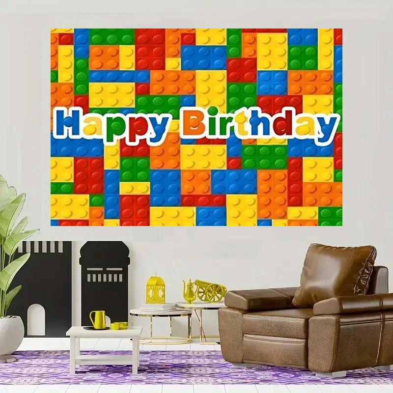 1pc Building Blocks compleanno Banner compleanno sfondo Building Blocks tema festa di compleanno decorazione forniture festa foto Bac