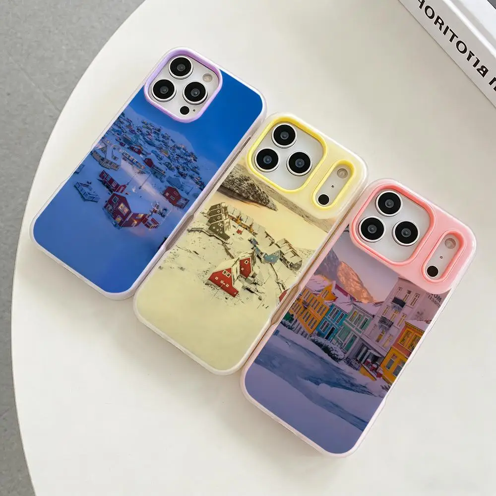 

Scenery F-Famous Greenland Phone Case Colorful 2‑in‑1 Jelly Matte Clear Full Protection Case For iPhone 11‑17 Series