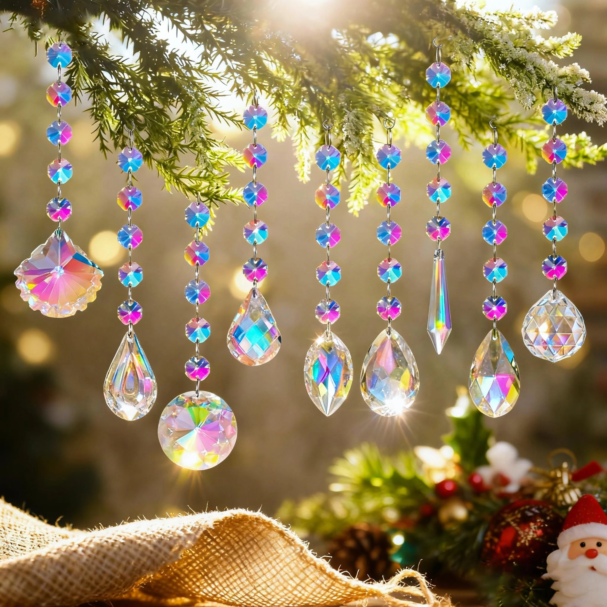 AB Color Hanging Crystal Pendant Suncatcher Rainbow Glass Prism Outdoor Window Home Garden Decorative Sun Catcher Curtain Pendan
