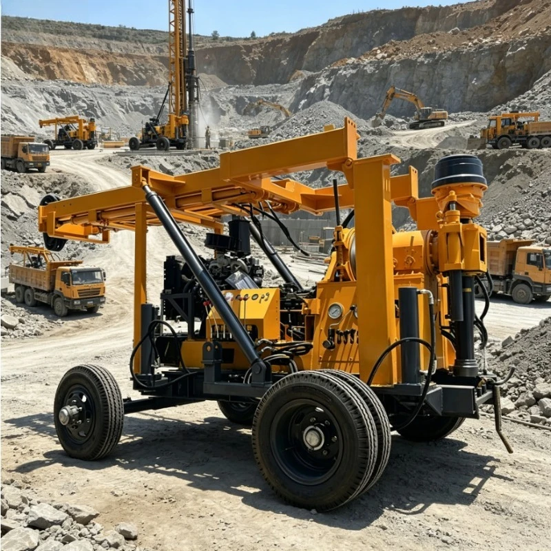 Customized Crawler Pneumatic Diesel Water Well Drilling Rig Coring Multi functional Integrated Equipment 45W 380V Motor 1 Year