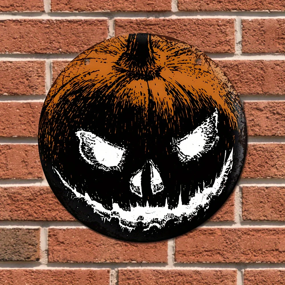 CIFBUY Vintage Ghost Pumpkin Aluminum Wall Art Waterproof Rustic Metal Sign For Home Decor Bar Club Front Door Indoor Outdoor