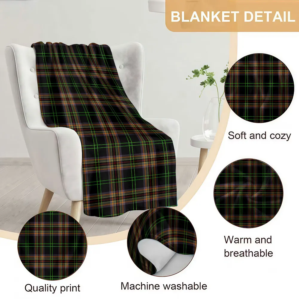 Dark Tartan Plaid Soft Warm Flannel Blanket Lightweight Cozy Christmas Halloween Home Decor Room