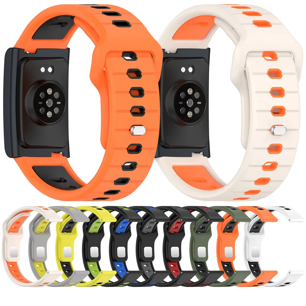 22MM Silicone Strap For Huami Amazfit Helio Strap / Balance 2 Horizontal Stripe Reversing Double Color Watch band Breathable Wri