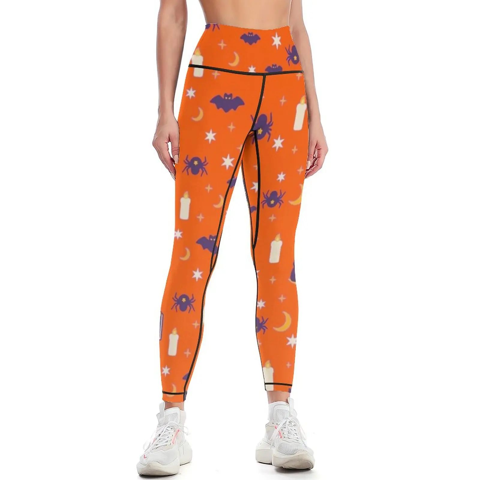 

Halloween Witches Orange Pattern Leggings sports shirts gym sports for Training pants Womens Leggings