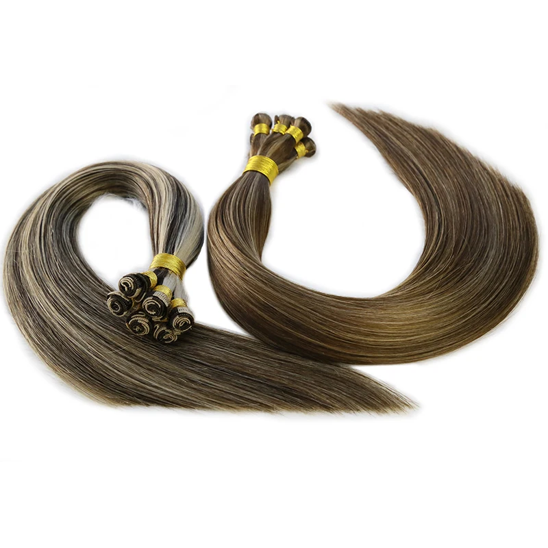 Genius trama reta extensões de cabelo humano, cabelo virgem cru tece pacotes, leve invisível, peruca dupla desenhada, 100g