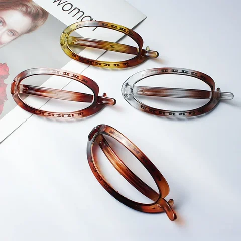 Элегантная французская овальная заколка для волос, фиксирующая хвост, винтажная заколка для волос, женская заколка для волос с матовым покрытием, зажим для укладки волос овальная заколка для волос купить - №8