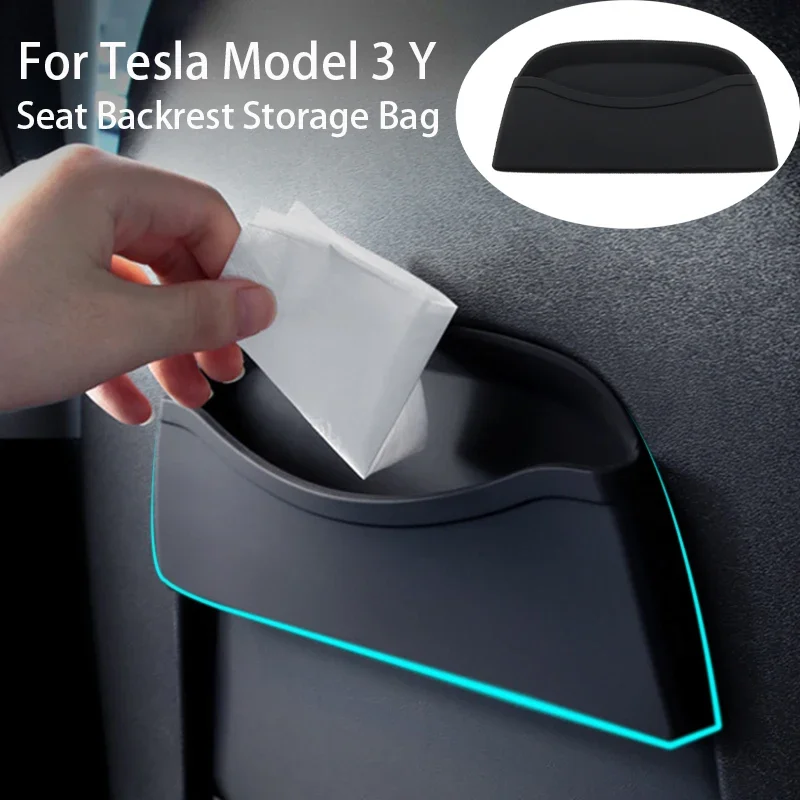 

For Tesla Model 3 Y Seat Backrest Storage Bag Phone Storage Clip Silicone Waterproof Seat Backrest Pocket Interior Modification