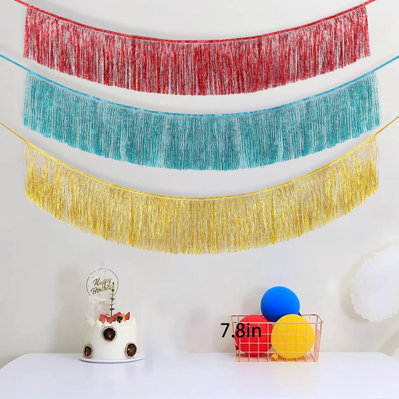 

1.5M Glitter Tassels Rain Curtain Rose Gold Multi-color Banner Stage Scene Layout Birthday Party Favors Wedding Backdrops Decor