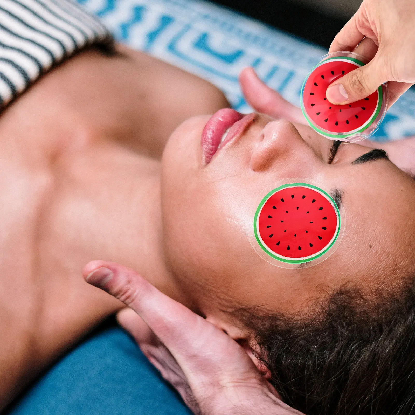 10Pcs Watermelon Shaped Eye Cooling Gels Portable Reusable Cold Compress for Under Eye Bags Swelling Itchy Dry Eyes Brightening