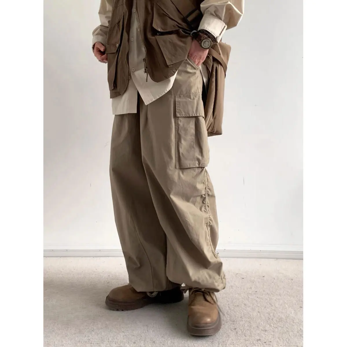 Cargo Pants Men Women Vintage Multi-pocket Wide-leg Trousers Street Hip Hop Casual Baggy Pants Spring Autumn Unisex