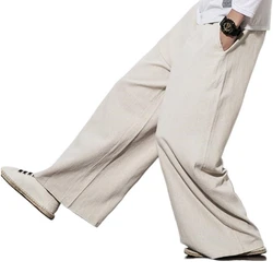2024 herbst Plus Größe Hip Hop breite bein Hosen Männer Beiläufige Lose Hosen große größe baumwolle leinen hosen Jogger M-6XL 7XL Jogginghose