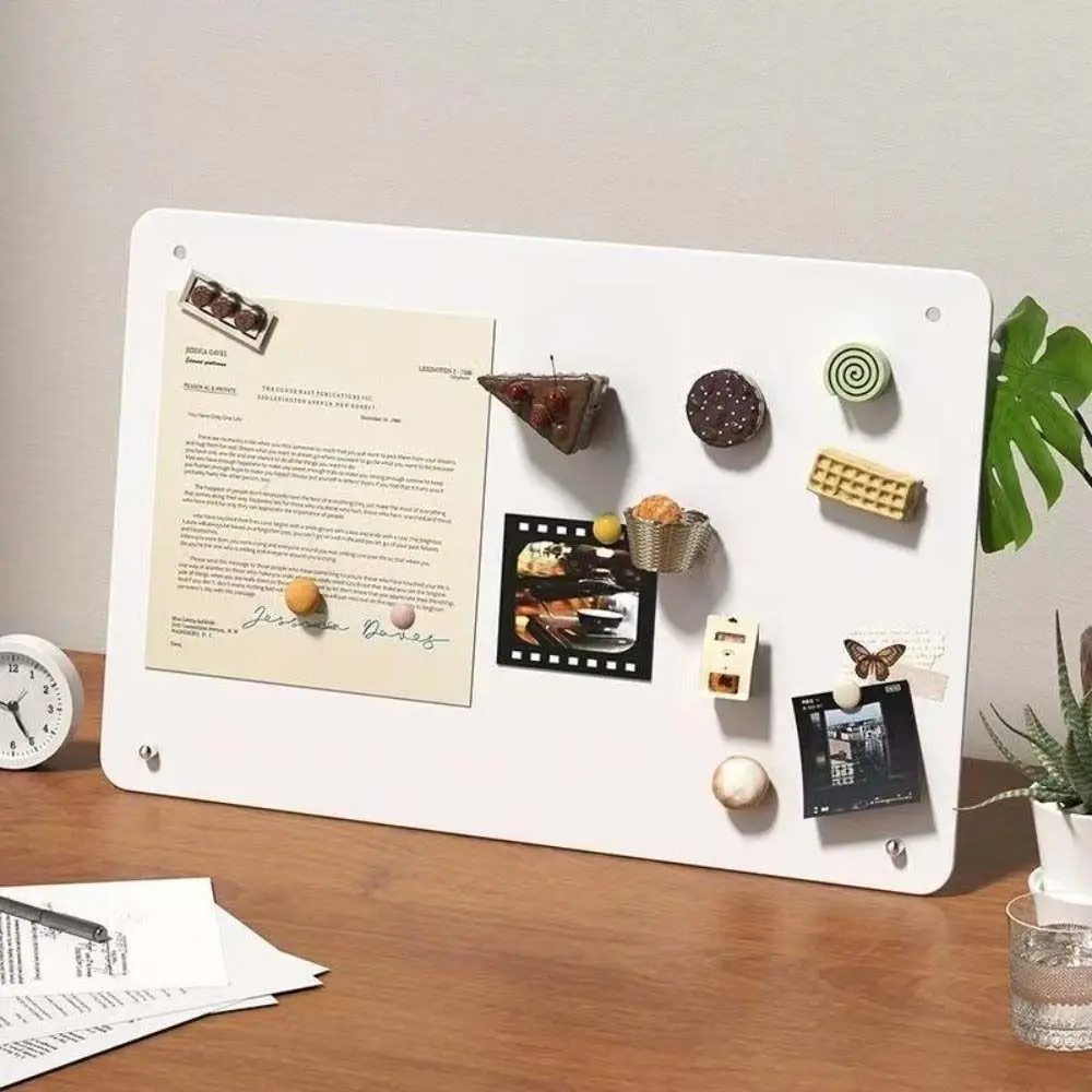 Новая металлическая магнитная доска для фотографий и заметок, настольная, с закругленными углами, для офиса и дома