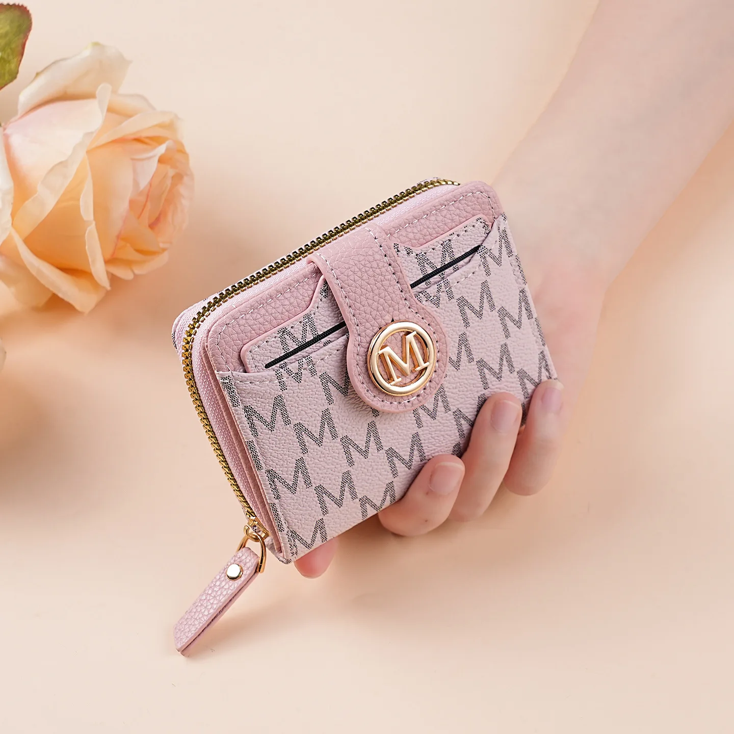 New Texture Letter Women Wallet Multi-Card Slots Short Style Small Women Thick Korean Fashion Compact Vintage Coin Purse