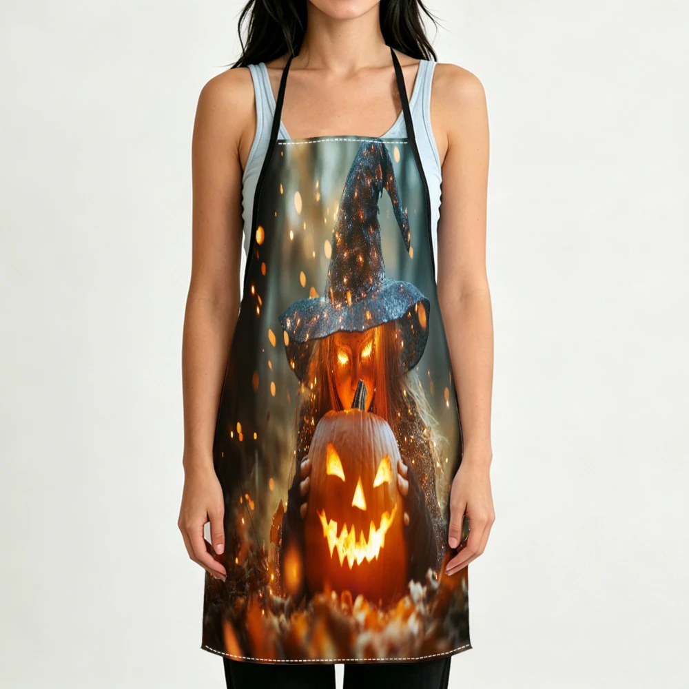 Kitchen Witch Baking - Halloween Witch Pumpkin Print Apron Kitchen
