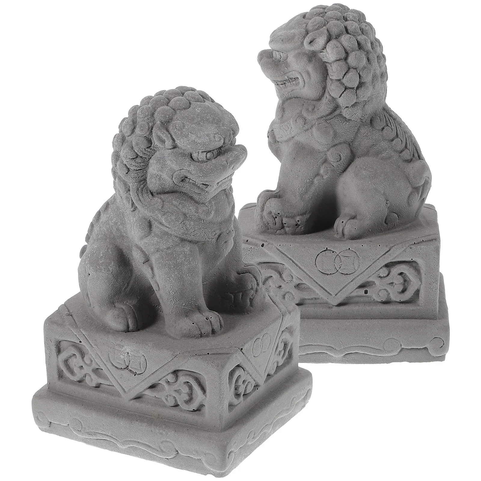 

2Pcs Cement Lion Statue Mini Stone Decoration for Aquarium Desktop Garden Tabletop Office Home Decor Ornament Mini Lion Figurine