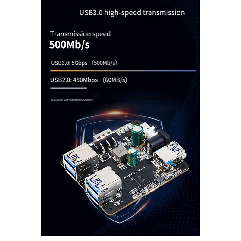 COFA-USB 허브 3.0 멀티 USB 분배기 4 USB 포트 마이크로 충전 전원 9-24V 전원 라즈베리 파이 5/4B 제트슨 로스 로봇용