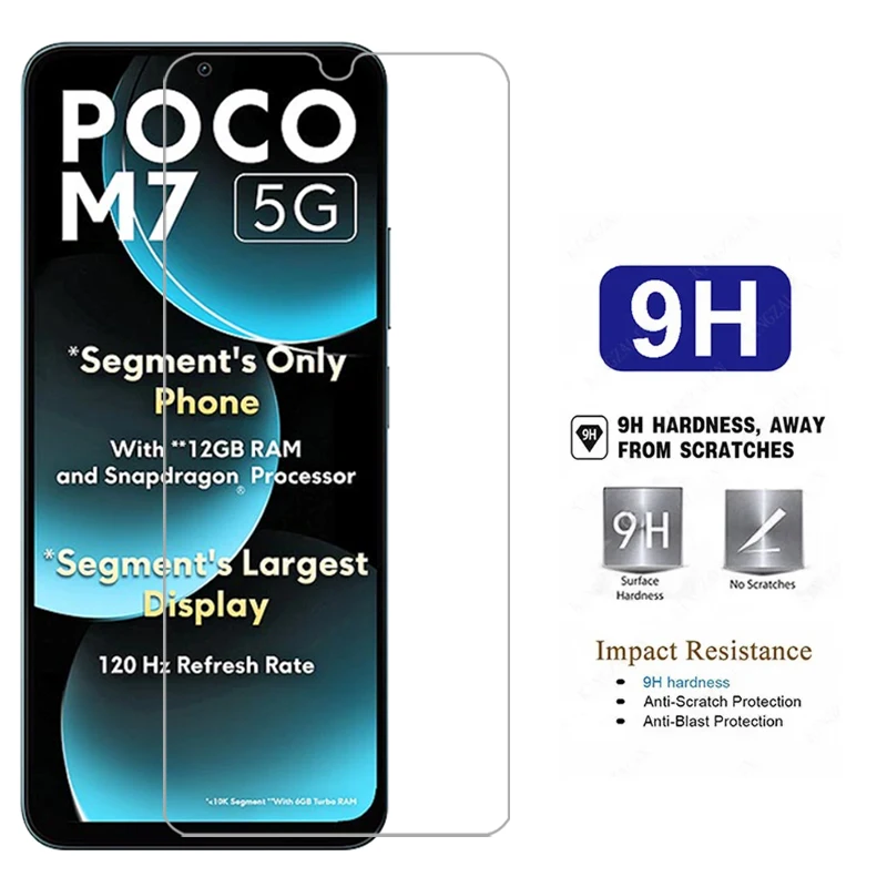 واقي شاشة من الزجاج المقسى لهاتف شاومي بوكو m7 على pocom7 m 7 7m 4g 5g فيلم الهاتف glas xiomi xaomi xiami poc pco
