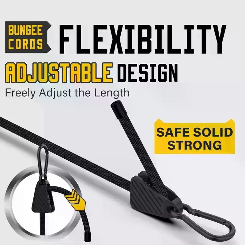 1/2Pcs Adjustable Bungee Cord With Hooks 1M Heavy Duty Elastic Tie Down Strap For Cargo Camping Bike Rack Tent
